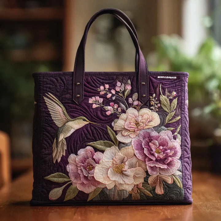 Borsa tote – Colibrì viola & Orchidee
