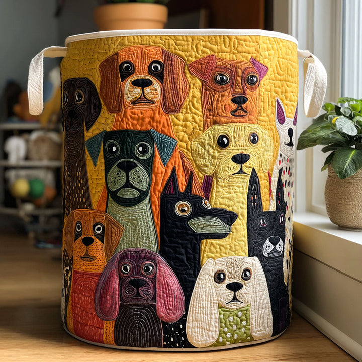 Cani colorati - Cesto portabiancheria fatto a mano