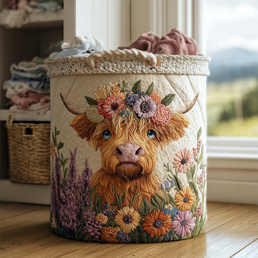 Bovino delle Highlands | Cesto portabiancheria fatto a mano