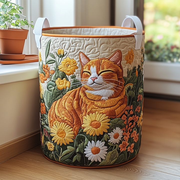 Gatto rosso | Cesto portabiancheria fatto a mano