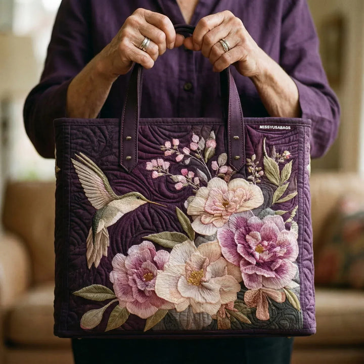 Borsa tote – Colibrì viola & Orchidee