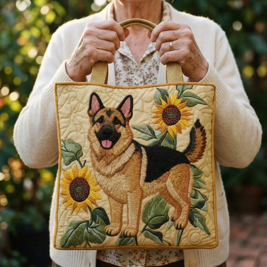 Borsa tote – Pastore tedesco con fiori